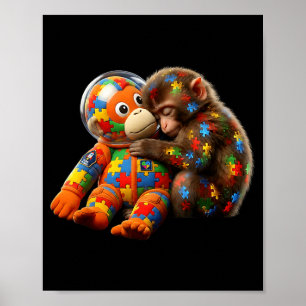 Astronaut monkey autism awareness space autistic poster
