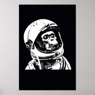 Astronaut Monkey Poster