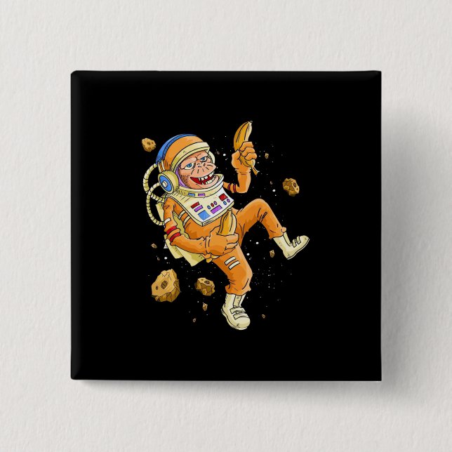 Astronaut Monkey Space 15 Cm Square Badge (Front)