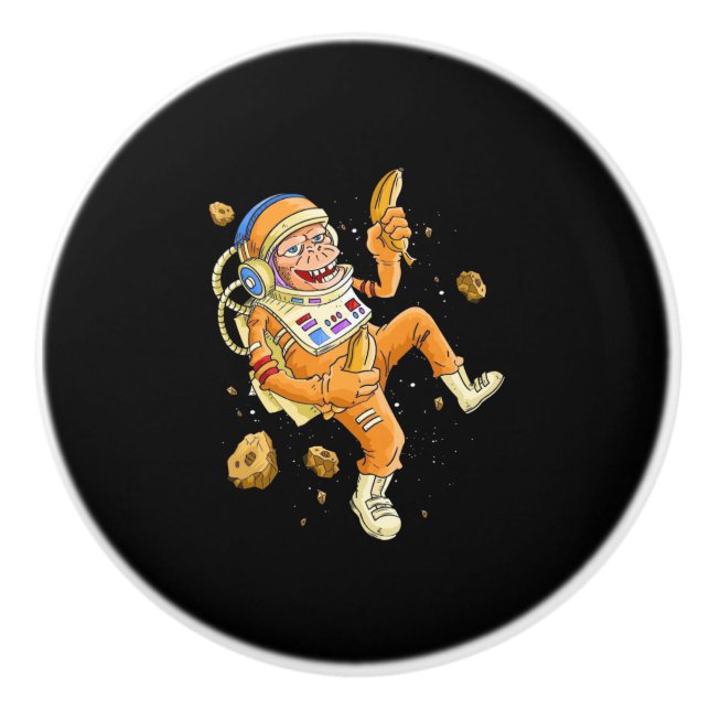 Astronaut Monkey Space Ceramic Knob (Front)