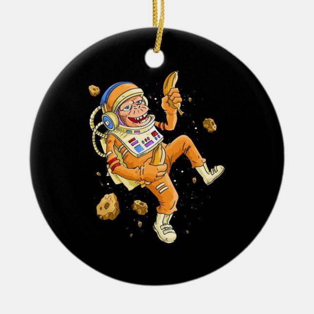 Astronaut Monkey Space Ceramic Tree Decoration (Front)
