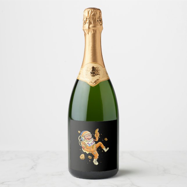 Astronaut Monkey Space Sparkling Wine Label (Front)