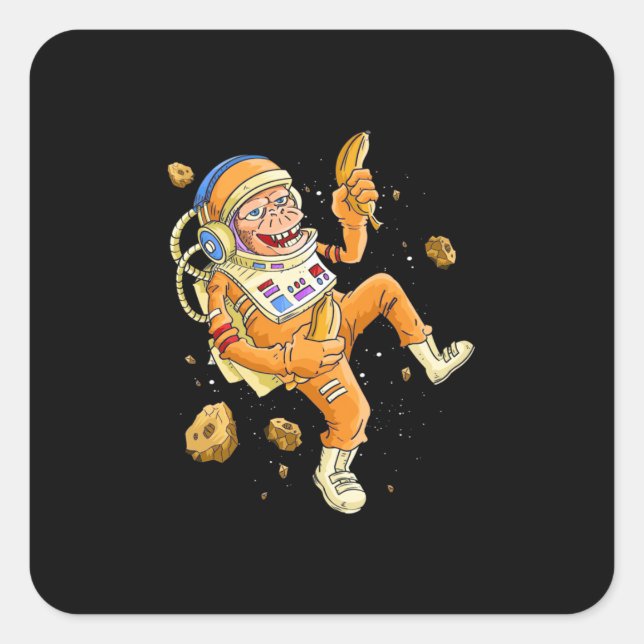 Astronaut Monkey Space Square Sticker (Front)