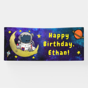 Astronaut & Moon Banner