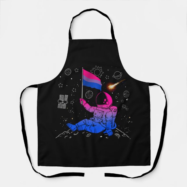 Astronaut Moon Bisexual Flag Space LGBTQ Gay Pride Apron (Front)