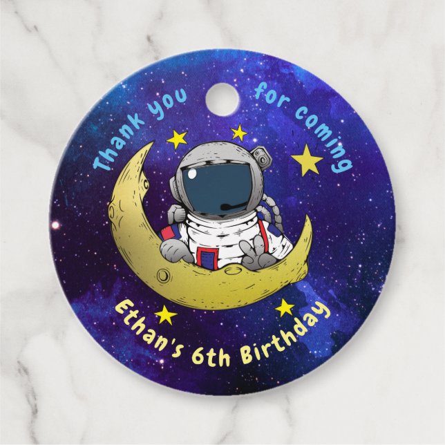 Astronaut & Moon Favour Tags (Front)