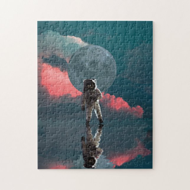 Astronaut Moon Galaxy Universe Planet Abstract Art Jigsaw Puzzle (Vertical)