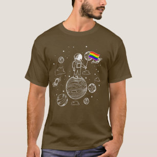 Astronaut Moon Rainbow Flag Space LGBTQ Gay Pride T-Shirt