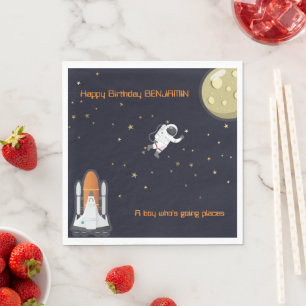 Astronaut Moon Rocket Kids Solar System Fun Paper Napkin