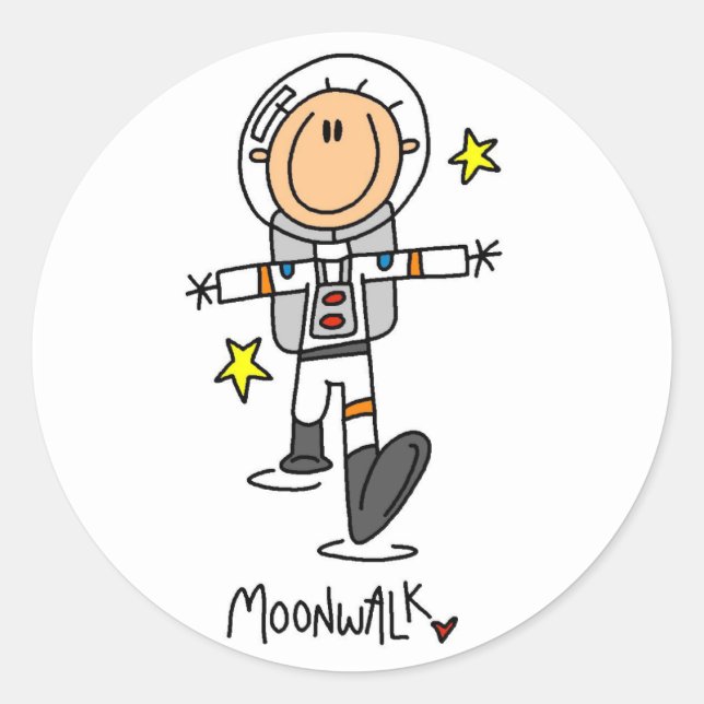 Astronaut Moonwalk Tshirts and Gifts Classic Round Sticker (Front)