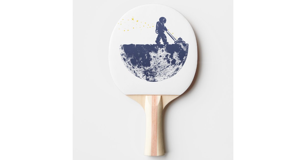 Astronaut mowing the moon ping pong paddle | Zazzle