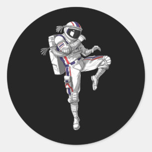 Astronaut Muay Thai Boxing Karate Kickboxing Marti Classic Round Sticker