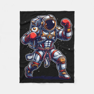 Astronaut Muay Thai Boxing Karate Kickboxing Marti Fleece Blanket