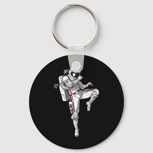 Astronaut Muay Thai Boxing Karate Kickboxing Marti Key Ring (Front)