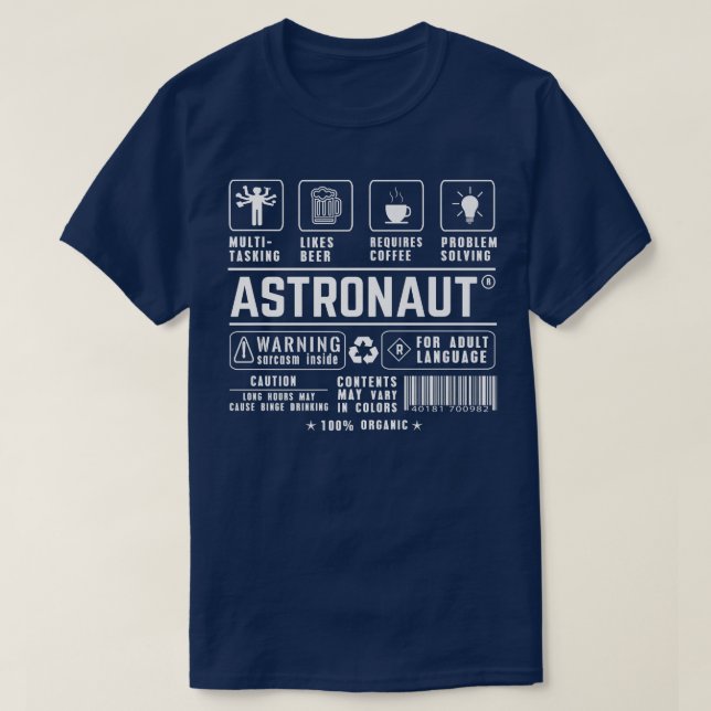 Astronaut Multitasking Beer Coffee Problem Solving T-Shirt (Design Front)
