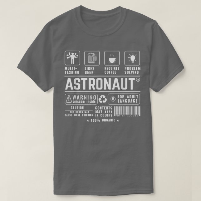 Astronaut Multitasking Beer Coffee Problem Solving T-Shirt (Design Front)