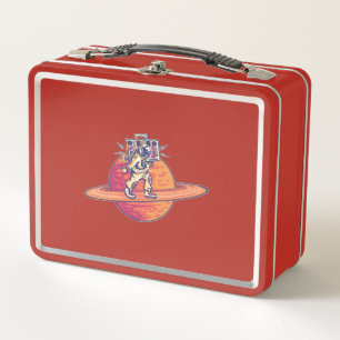 Astronaut Music Lover with Boombox Metal Lunch Box