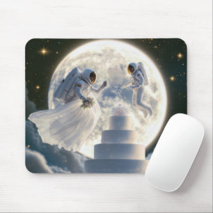 Astronaut Newlyweds In Moonlight Mouse Mat