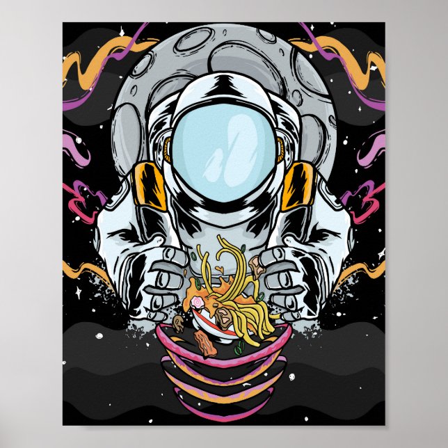 Astronaut Noodle Break in Space Poster (Front)