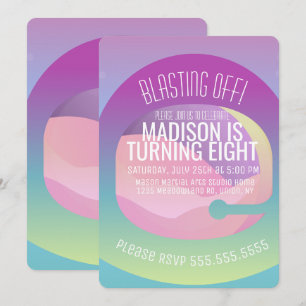Astronaut Ombre Space Planet  Birthday Any Age Invitation