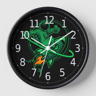 Astronaut On A Rocket Around Saturn Artwork   Clock