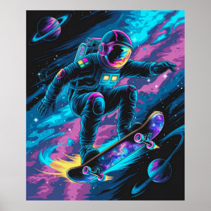 Astronaut on a Skateboard Poster