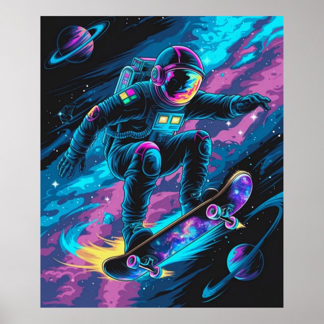 Astronaut on a Skateboard Poster (Front)