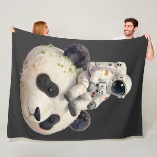 Astronaut on a Space Panda Surreal Weird and Fun Fleece Blanket