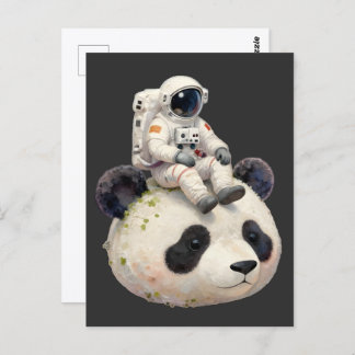 Astronaut on a Space Panda Surreal Weird and Fun Postcard