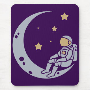 Astronaut on Crescent Moon Design Mouse Mat