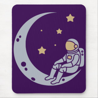 Astronaut on Crescent Moon Design Mouse Mat