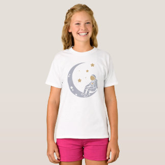 Astronaut on Crescent Moon Design T-Shirt