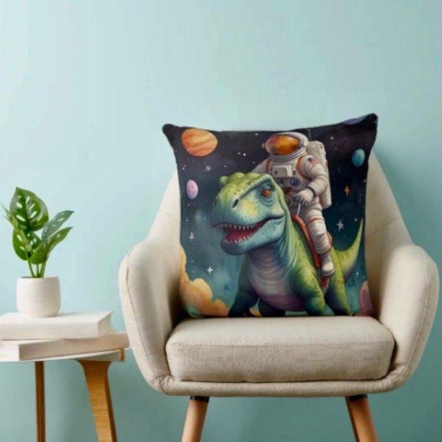 Astronaut on Dino in Space Cushion (Creator Uploaded)