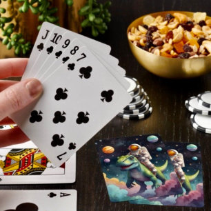 Astronaut on Dino in Space Playing Cards