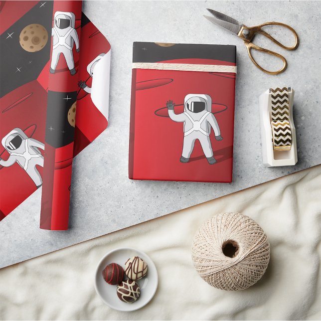 Astronaut on Mars Space Explorer Red Planet  Wrapping Paper (Creator Uploaded)