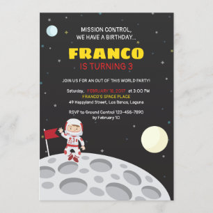 Astronaut on Moon Birthday Invitation