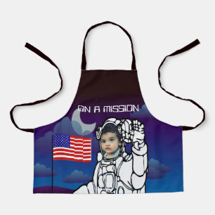 Astronaut On Moon Outer Space Boy Birthday Apron