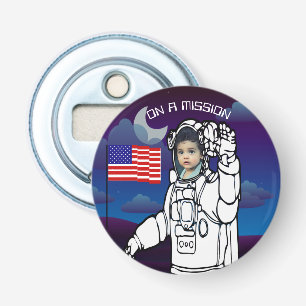 Astronaut On Moon Outer Space Boy Birthday Bottle Opener