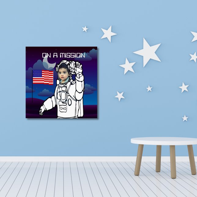 Astronaut On Moon Outer Space Boy Birthday Canvas Print (Creator Uploaded)