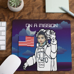 Astronaut On Moon Outer Space Boy Birthday Mouse Mat