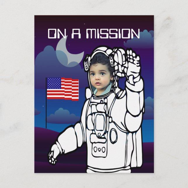 Astronaut On Moon Outer Space Boy Birthday Postcard (Front)