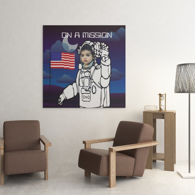 Astronaut On Moon Outer Space Boy Birthday Poster (Creator Uploaded)