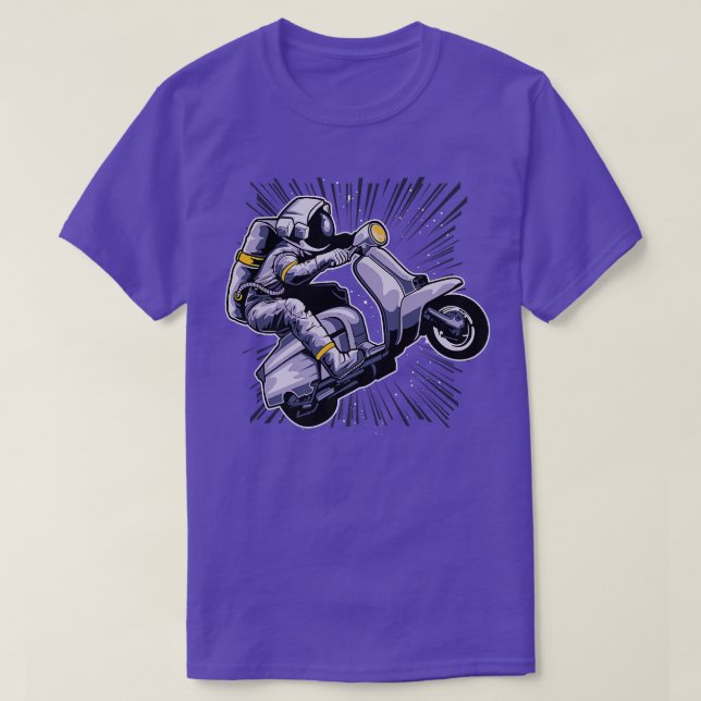 Astronaut On Moped Driving Driver Space Universe  T-Shirt (Design Front)