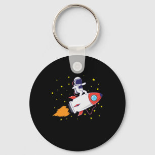 Astronaut on rocket key ring