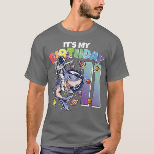 Astronaut on Shark 11st Birthday Boy Girl 11 Years T-Shirt