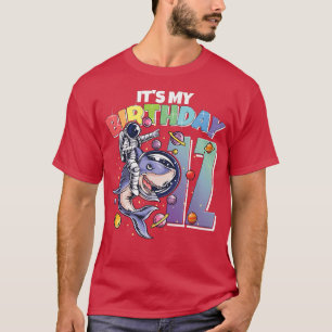 Astronaut on Shark 12th Birthday Boy Girl 12 Years T-Shirt