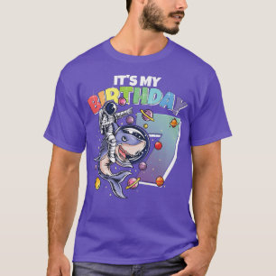 Astronaut on Shark 7th Birthday Boy Girl 7 Years 2 T-Shirt