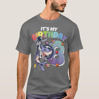 Astronaut on Shark 8th Birthday Boy Girl 8 Years 2 T-Shirt