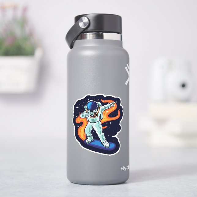 Astronaut on Skateboard  4" Kiss Cut Vinyl Sticker (HydroFlask)