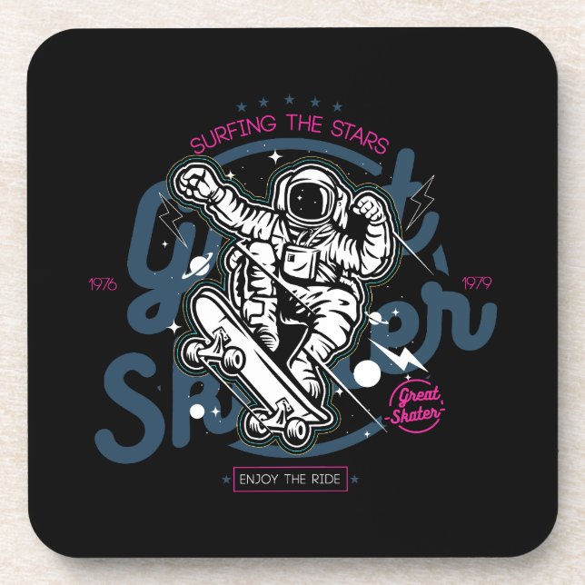 Astronaut on Skateboard | Surfing the Stars Coaster (Front)